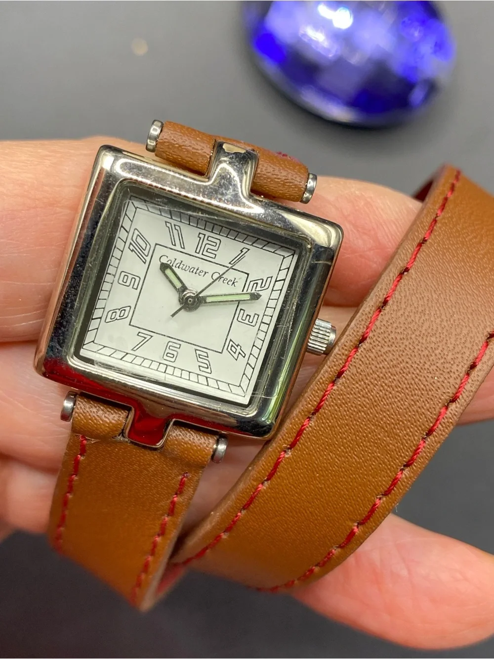 COLDWATER CREEK Watch Double Wrap Brown & Red Genuine Leather